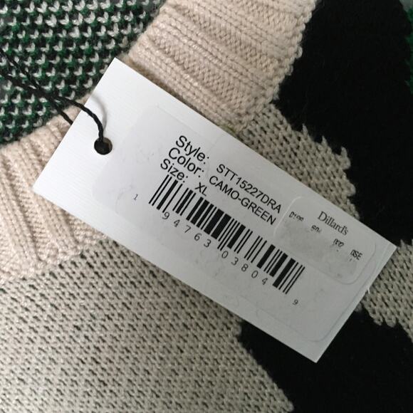 Sugar + Lips Sweater Cropped Crewneck Camo Green NEW Women's XL Knit Casual Top - Picture 3 of 10